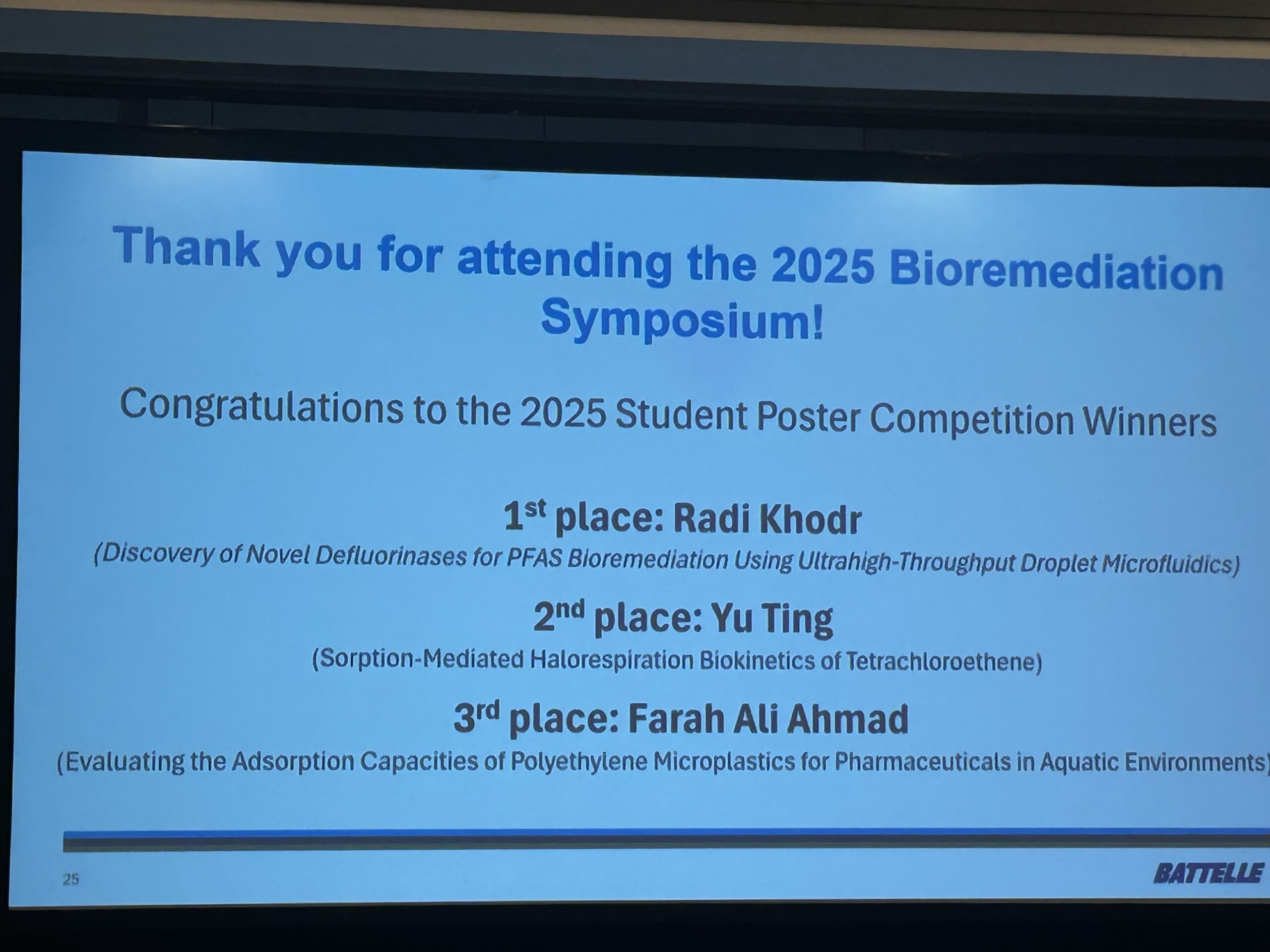 CBEE Student Wins 2025 Bioremediation Symposium Award